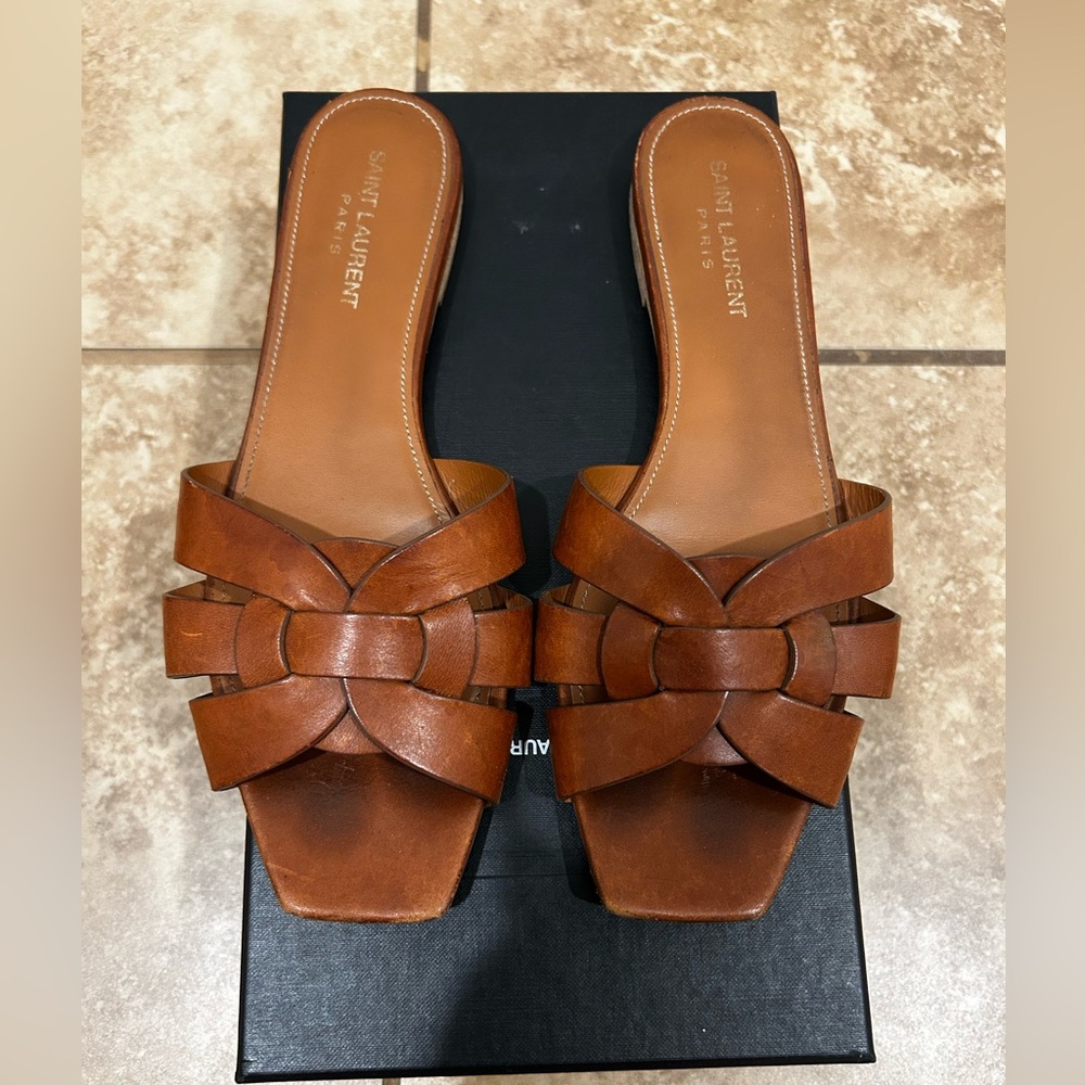 Saint Laurent Women's Tan Leather Sandals